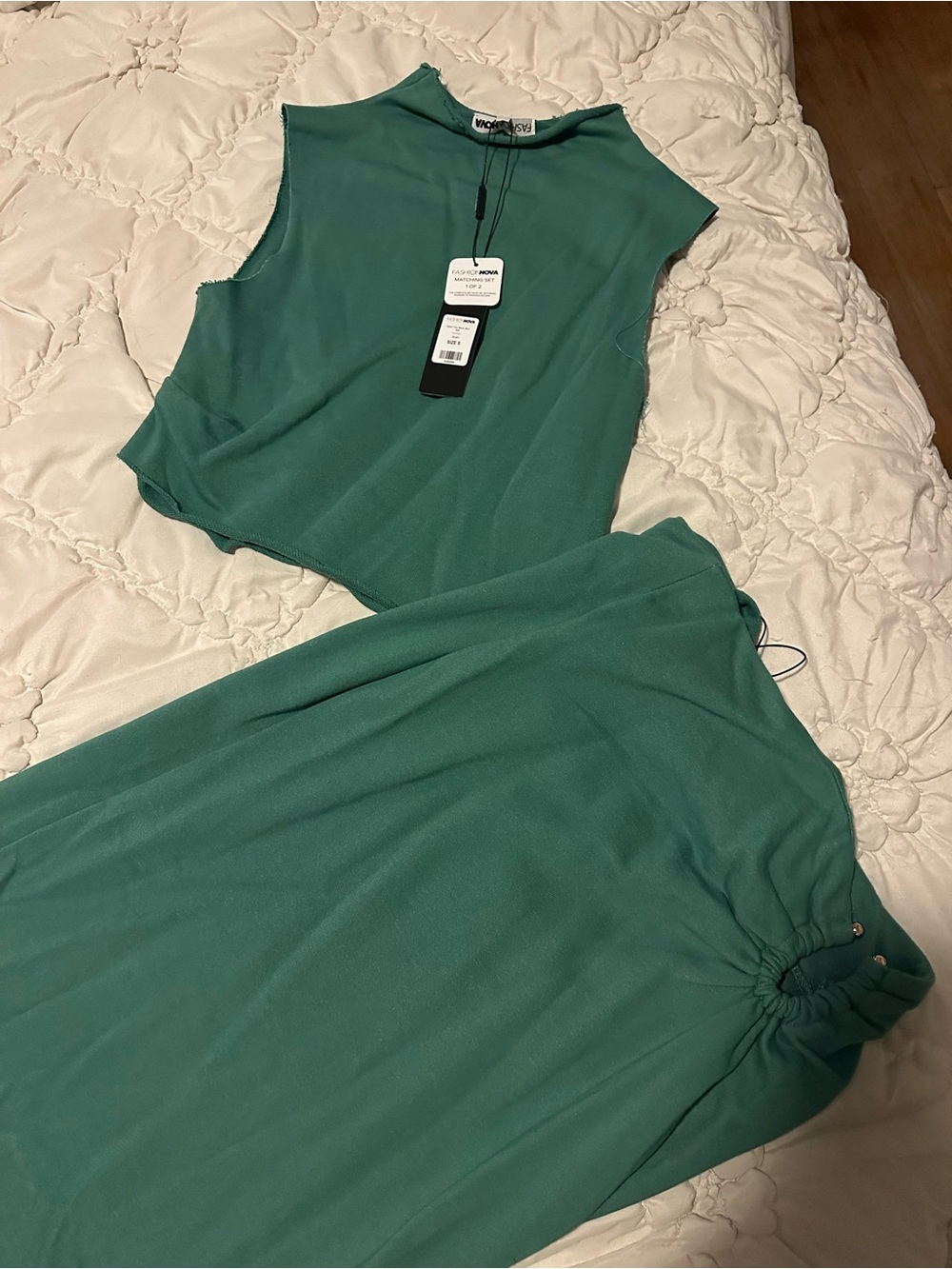 Fashion Nova Emerald Green Matching Tank & Skirt Set